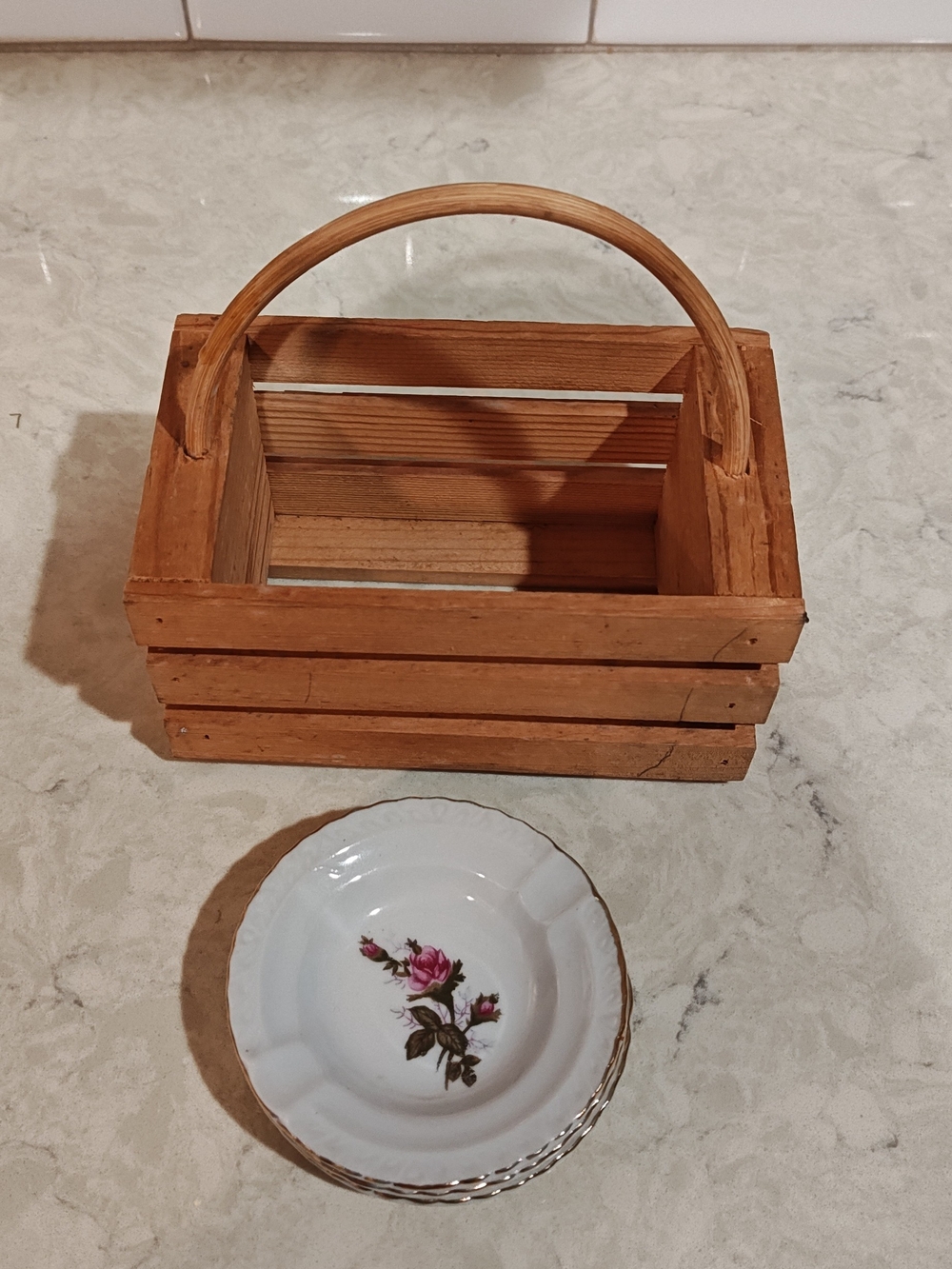 & Other Stories tan wooden picnic basket with handle